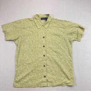Patagonia Womens M Organic Cotton Button Front Shirt Green Short Sleeve Y2K